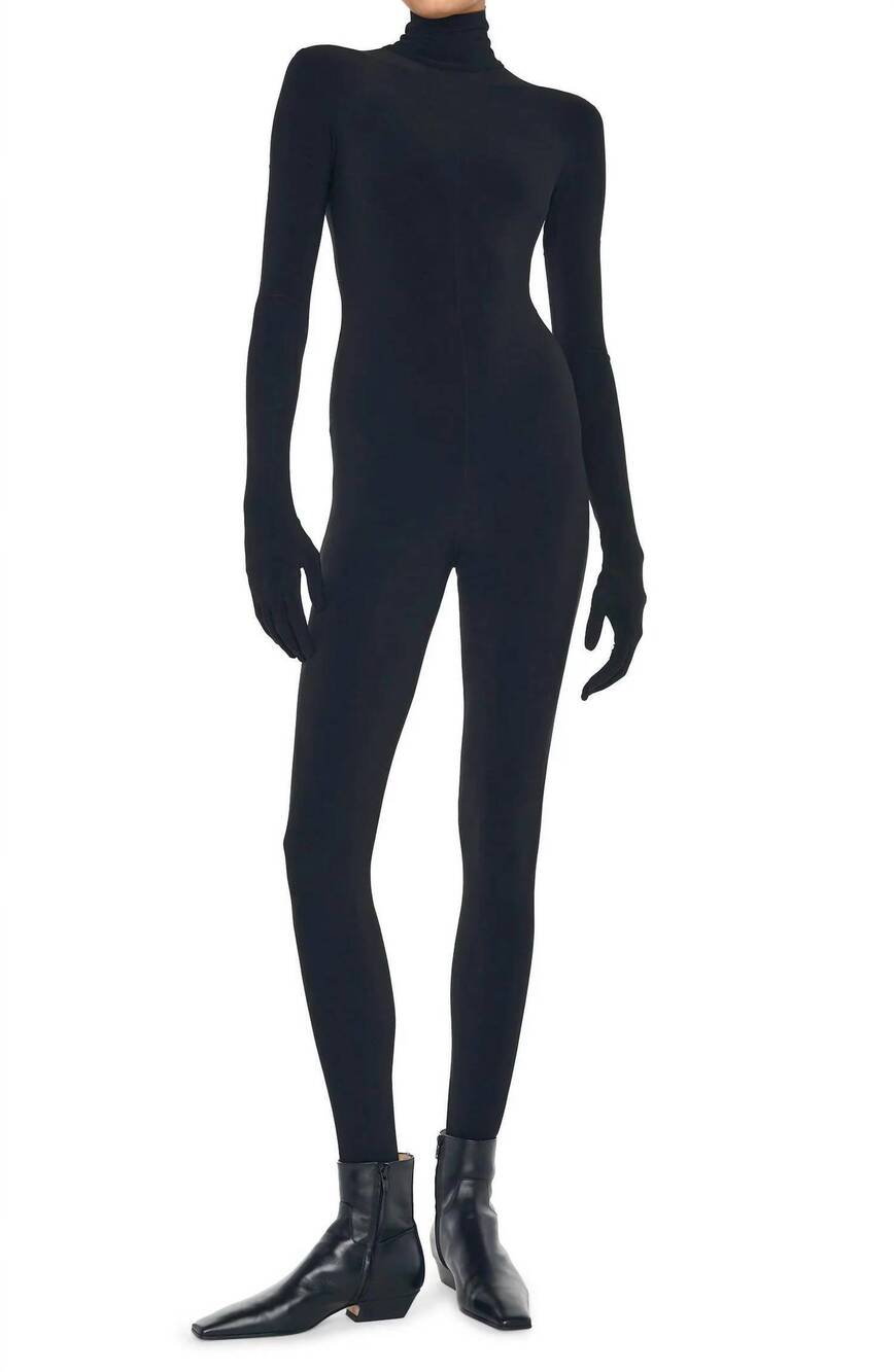 NEW NORMA KAMALI turtle catsuit with footie in black
